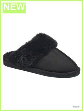 Women's Faux Fur Scuff Slippers with EVA Sole - Cozy House Slippers
